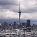 Blick vom Yachthafen auf die Skyline von Auckland