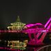 Kuching bei Nacht: Darul Hana Bridge [Fußgängerbrücke "Harmony Bridge" über den Sarawak (erbaut 2017)]